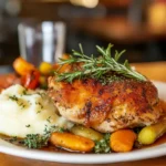 Galena chicken recipe served with mashed potatoes and roasted vegetables