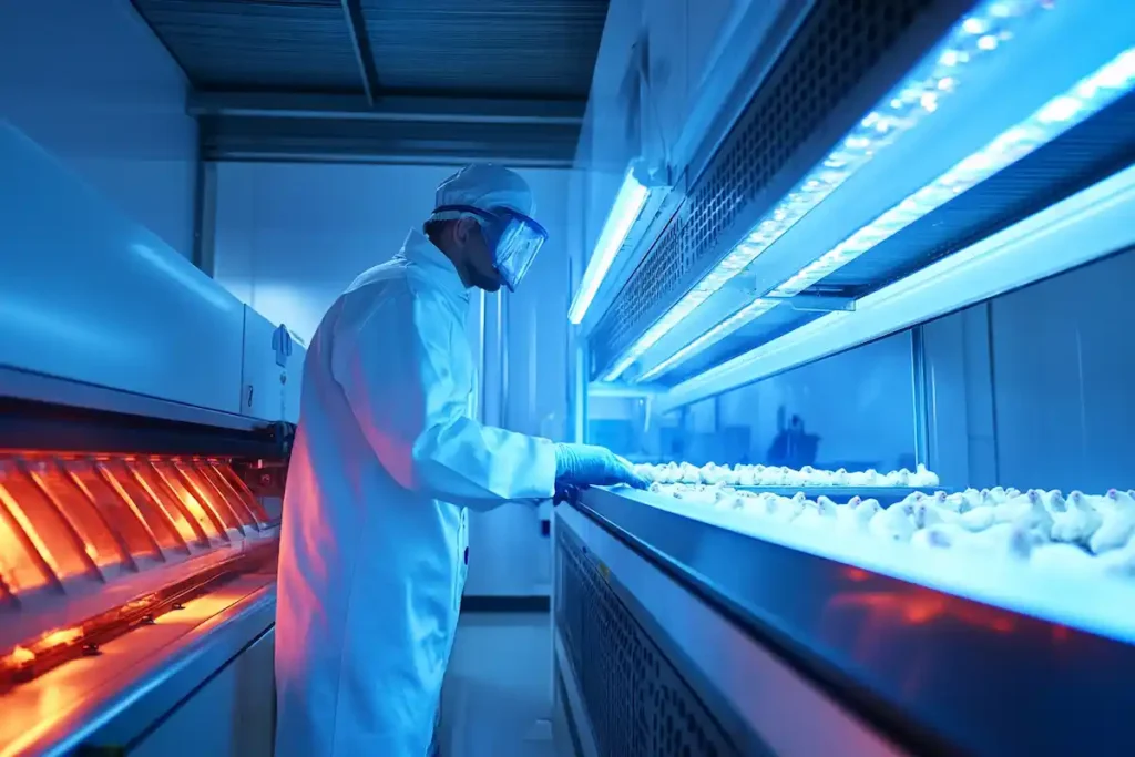 why is chicken breast so cheap - modern poultry farm with automated feeding systems and healthy chickens