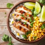 street corn chicken rice bowl