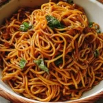 5 ingredient lo mein recipe with scallions and soy glaze